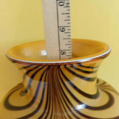 Hand Blown Tiger Stripe Art Glass Vase 8