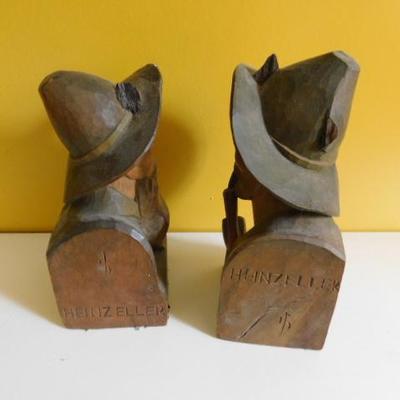 Set of German Wood Carved Bookends by Heinzeller 7