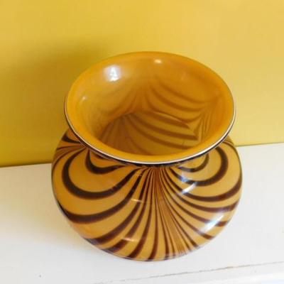 Hand Blown Tiger Stripe Art Glass Vase 8