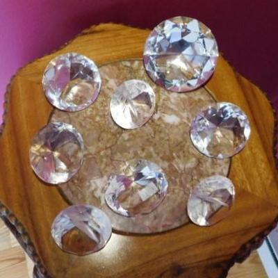 Set of 8 Glass Diamond Cut Crystals from 1