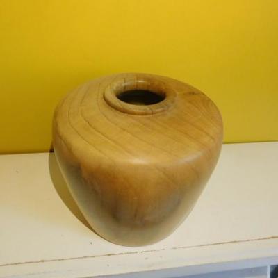 Hand Turned Poplar (?) Wood Vase 5