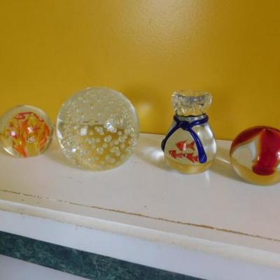 Unit 2:  Set of Hand Crafted Glass Paper Weights Various Sizes and Designs
