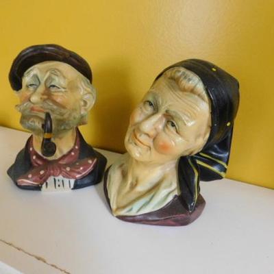Gino Hand Painted Porcelain Busts of Man and Woman 6