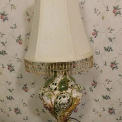 Spectacular Porcelain Reticulated French Roccoco Style Lamp 30