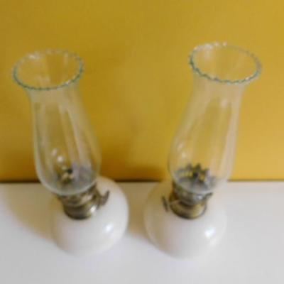 Set of Milk Glass Oil Lamps 8