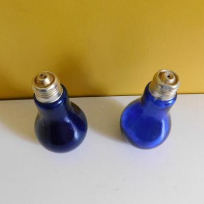 Pair of Vintage Cobalt Blue Salt and Pepper Shakers Hong Kong 5.5