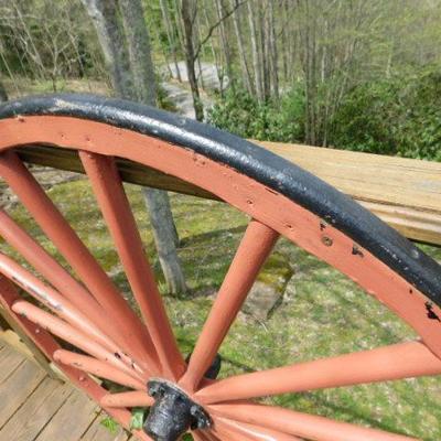 Antique Wood Spoke Carriage Wheel with Steel Hub and Steel Rim 43