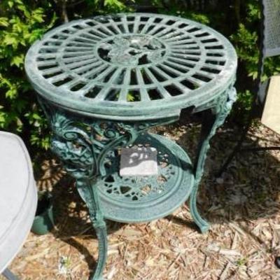 Unit One:  Cast Metal Outdoor Patio Side or Plant Table 16