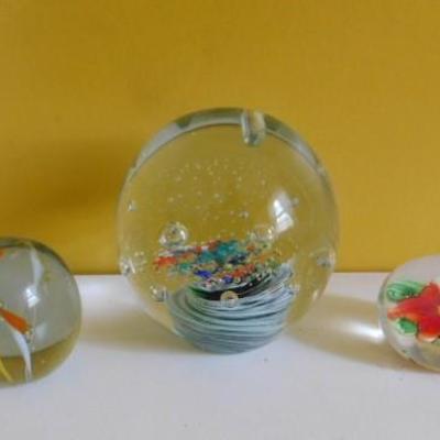 Unit 1:  Set of Hand Crafted Glass Paper Weights Various Sizes and Designs
