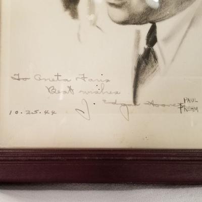 J. Edgar Hoover Autographed Framed Print & Book
