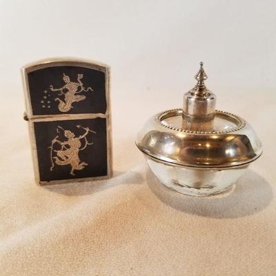 Sterling Silver/Glass Lighter and Siam Lighter Cover