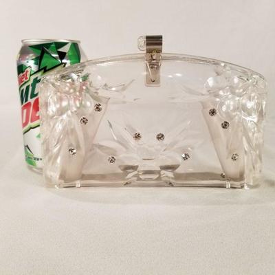 Lucite and Rhinestone Vintage Ladies Clutch