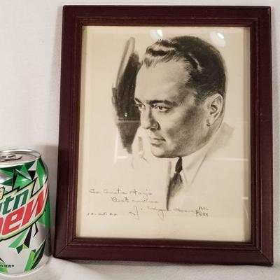 J. Edgar Hoover Autographed Framed Print & Book