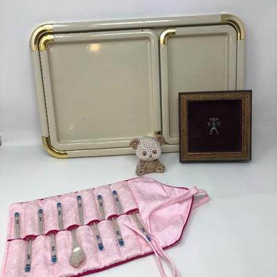 090:   Sun Pacific Serving Trays, Serving Spoons, Shadowbox Art and Shell Panda