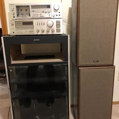 208:  Sony Stereo System with Advent Speakers and Cabinet