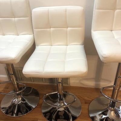 038: Four Like New Adjustable Vinyl Bar Stools 