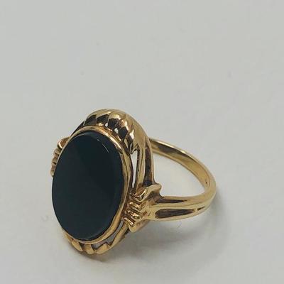 018:  10 K PC Black Stone Womenâ€™s Ring 