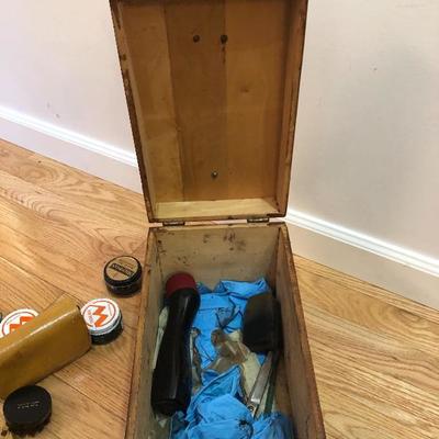 215:  Vintage Shoe Shine Kit Box 