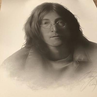 237:  Vintage John Lennon Sketch Print Signed by Artist