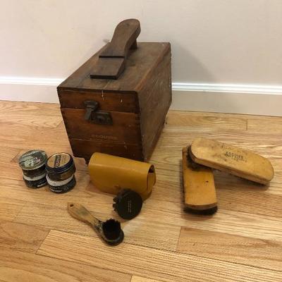 215:  Vintage Shoe Shine Kit Box 