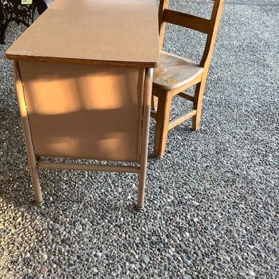 130: Vintage Childâ€™s School Desk Left Handed