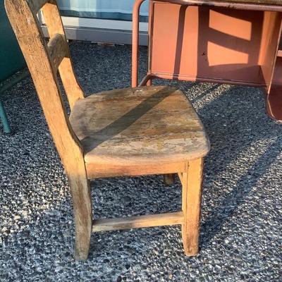 128: Vintage Childâ€™s School Desk and Chair 
