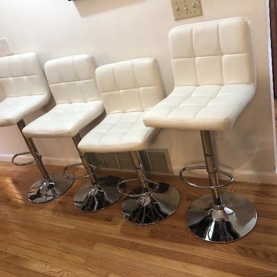 038: Four Like New Adjustable Vinyl Bar Stools 