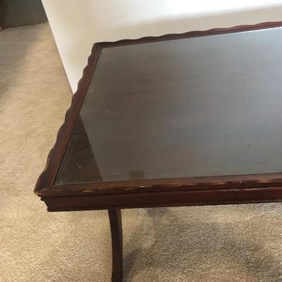 033:  Vintage Coffee Table With Glass Top