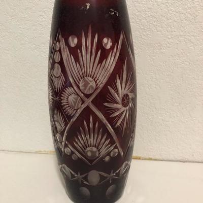 242:  Haufbauer Ruby Red Bird Bowl, Egermann Crystal Deer Bowl and Ruby Cut Vase