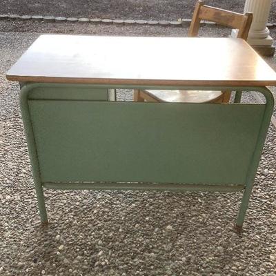 129: Vintage Childâ€™s School Desk and Chair