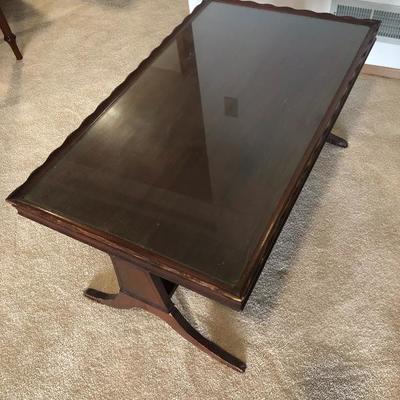 033:  Vintage Coffee Table With Glass Top