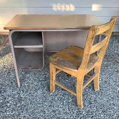 130: Vintage Childâ€™s School Desk Left Handed