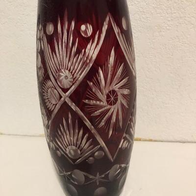 242:  Haufbauer Ruby Red Bird Bowl, Egermann Crystal Deer Bowl and Ruby Cut Vase