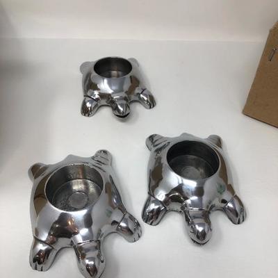 083:  Silver Toned Turtle Tea Light Holder and other Trinkets
