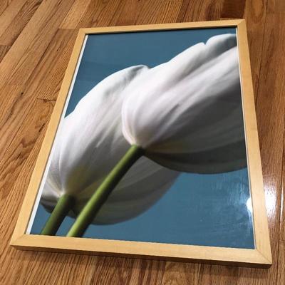096:  Signed Framed Photo and Lighted Floral