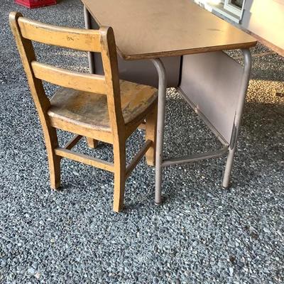130: Vintage Childâ€™s School Desk Left Handed
