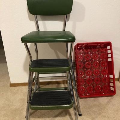 214:  Industrial Vintage Stool and  Coca Cola Crate 