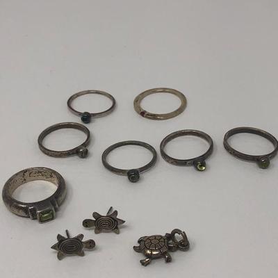 251:  14 K Diamond Gold Ring, Two  Sterling Necklaces and Other Jewelry