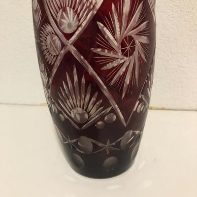 242:  Haufbauer Ruby Red Bird Bowl, Egermann Crystal Deer Bowl and Ruby Cut Vase