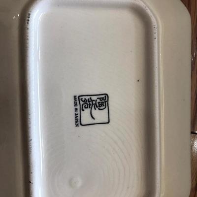 228: Japanese Hand Painted Serving Plates with Chopsticks