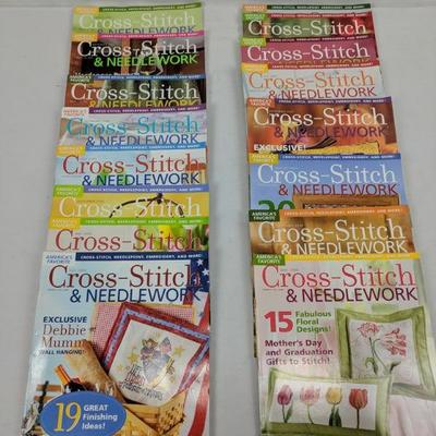 16 Cross Stitch & Needlework Magazines January 2007 - November 2009