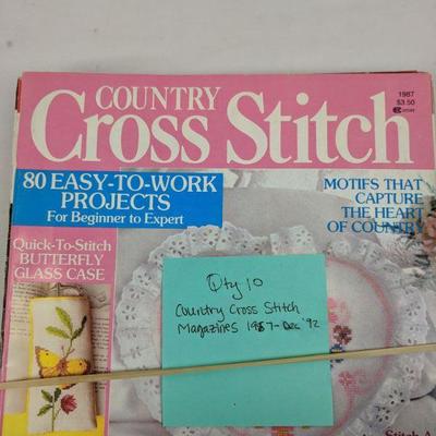 10 Country Cross Stitch Magazines 1987- Dec 1992
