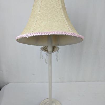 Beige/Pink Lamp W/ Crystals - Broken Lamp Shade
