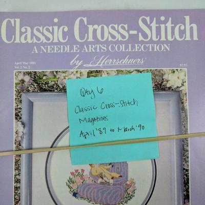 6 Classic Cross Stitch Magazines April 89- March 1990