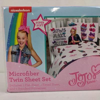 Nickelodeon JoJo Siwa Microfiber Twin Sheet Set - New