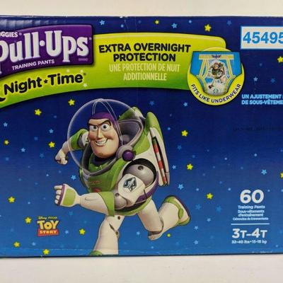 Huggies Pull Ups Extra Overnight Protection Night Time, 60 ct, 3T-4T - New