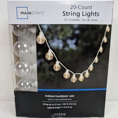 Mainstays 20 Ct String Lights, Outdoor/Indoor - new