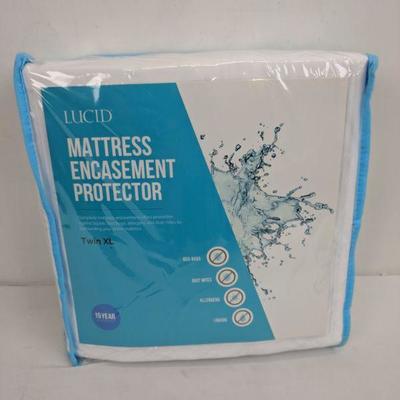 Lucid Mattress Encasement Protector, Twin XL, White - New