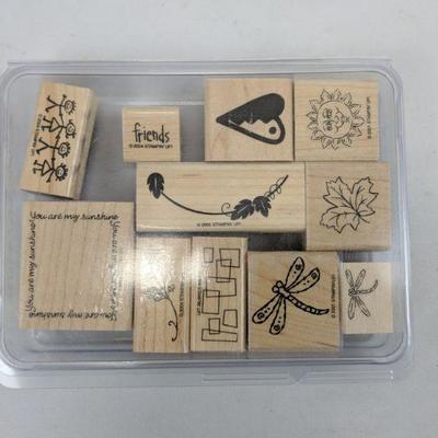 11 Wood Mounted Rubber Stamps (Nature and Love)