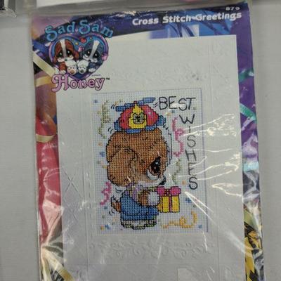 4 Cross Stitch Kits Baby/ Child Themed Includes Fabric & Thread
